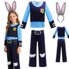 New Judy Zootopia Bunny Costume Cosplay Headband Halloween Party Clothes Disguise Cartoon Zootropolis Roleplay Fantasia Outfits