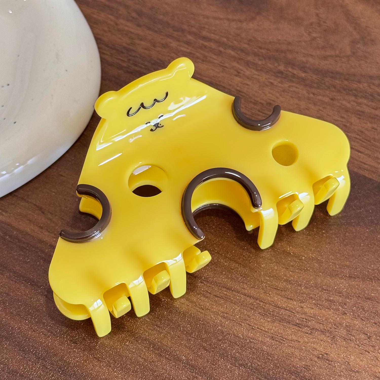 Childlike Cartoon Cheese Hair Claw: Cute Acetate Shark Clip for Creative Styling