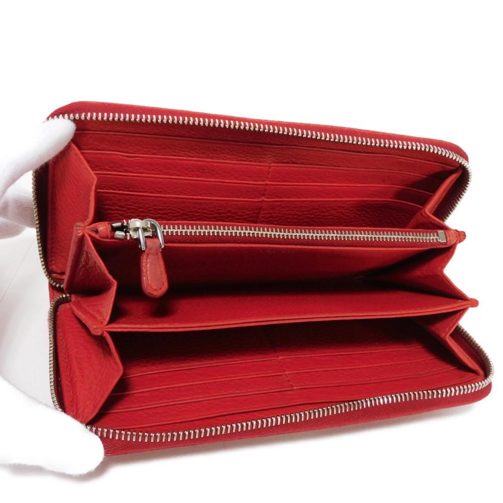 Used 11569 Vitello Phoenix Zip Around Wallet 1ML506 2E8V F001 7940 Red Zip Around Logo Metal Rosso Unisex from Japan
