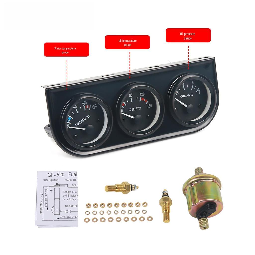 Triple Gauge Car Accessory: Voltage, Oil Pressure & Water Temperature