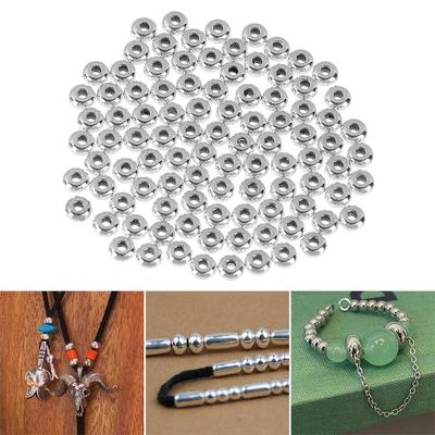 100pcs/set Wholesale Silver Stainless Steel Bracelet Components DIY Tool Spacer Beads Jewelry Making