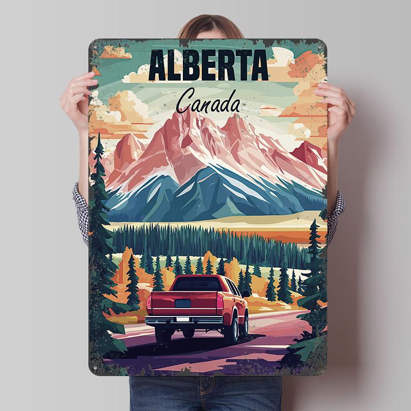 

Alberta Canada Travel Poster Customized Wall Art Vintage Metal Signs Retro Tin Plaque for Man Cave Decoration Home House Decor 7.9x11.8In(20x30cm)