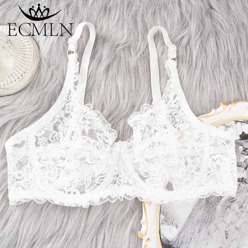Full Lace Seethrough Bra Women Thin Underwire Bralette Push Up Bra Underwear Lingerie Plus Size Embroidery Brassiere