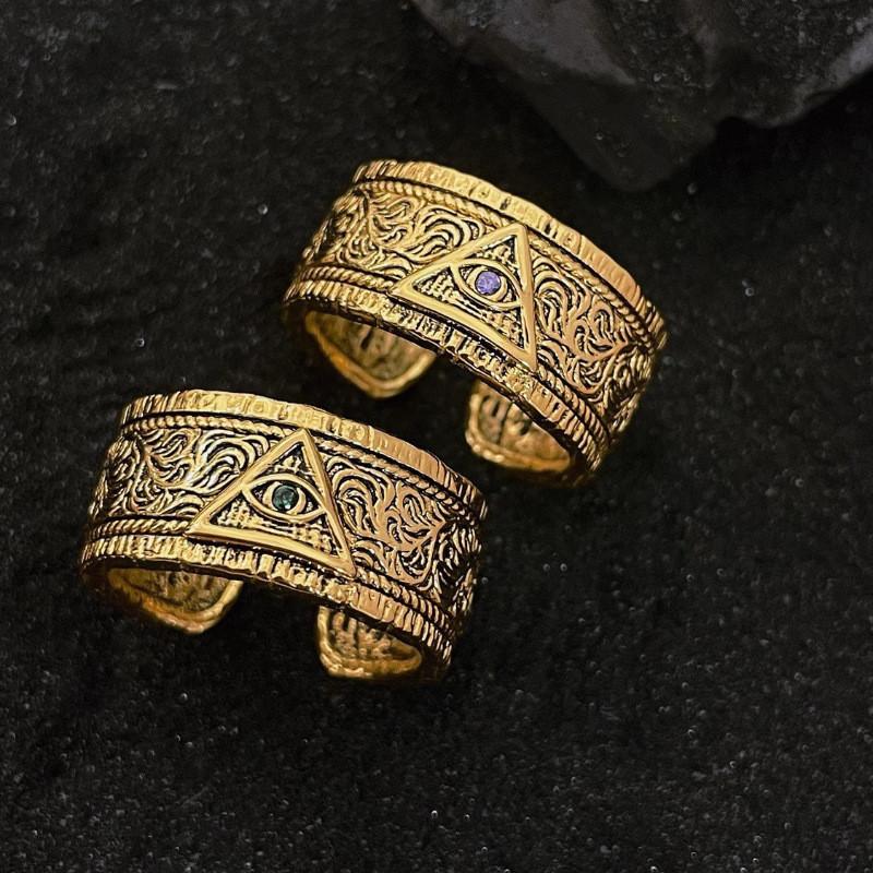 Fashionable Vintage Copper Eye Of God Ring For Women With Adjustable Size And Geometric Design
