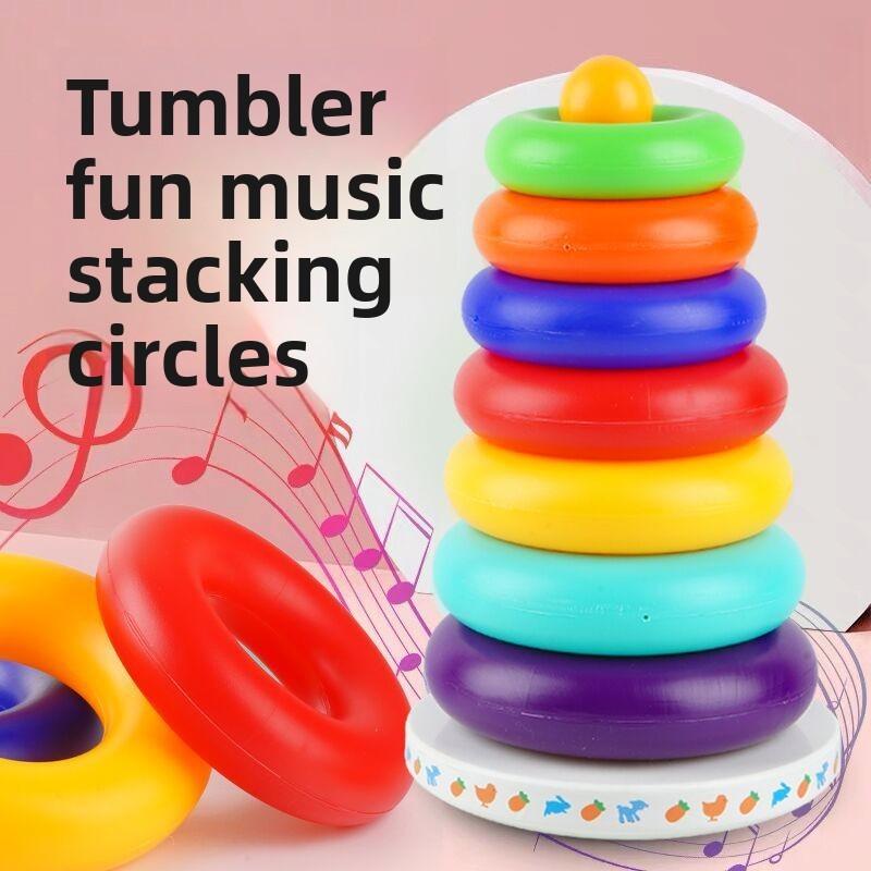 Baby Stacking Rainbow Tower Toy For Infants 6-12 Months Enhances Motor Skills