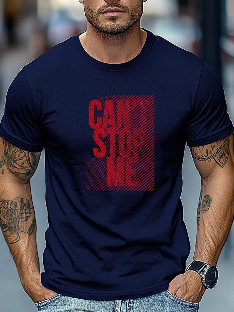 Mens tshirts100 Cotton CANT STOP ME Graphic Summer Soft Round Neck Casual Breathable Tee Daily Wear Tops