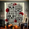 Floral Skull 3D Printed Curtains High Quality Black Silk Heat Insulation Blackout Curtains Bedroom Study Living Room Curtains