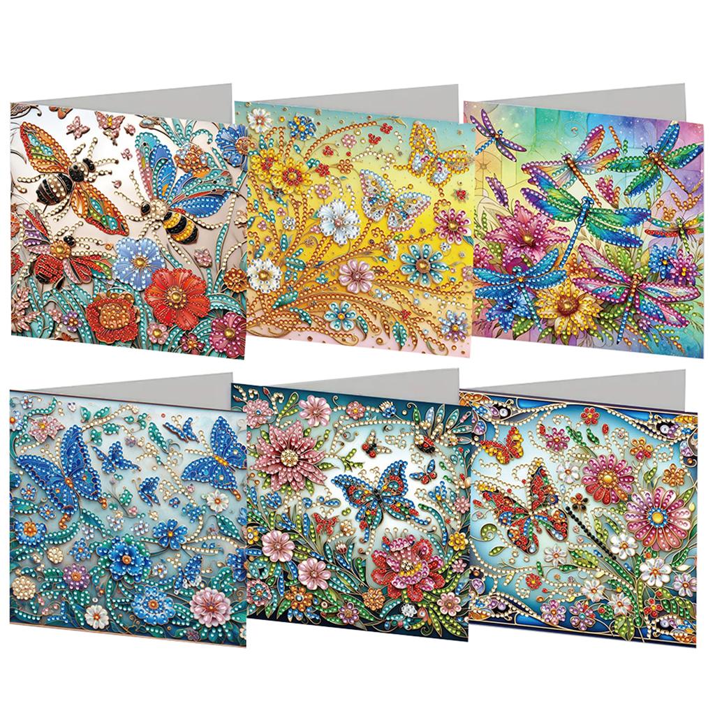 6pcs DIY Rhinestone Diamond Art Mosaic Postcards Diamond Art Handmade Cards Creative Christmas Birthday & Thanksgiving Card Kits