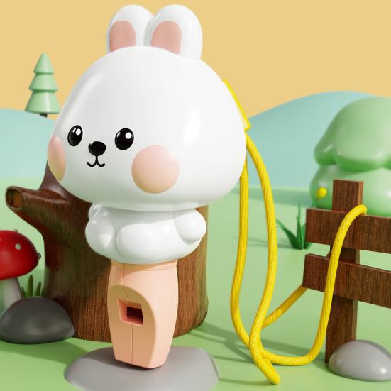 Kids Cartoon Animal Whistle Toy with Lanyard Toddlers Boys Girls Educational Rabbit Pig Bear Whistle Sound Maker Musical Instrument Toy
