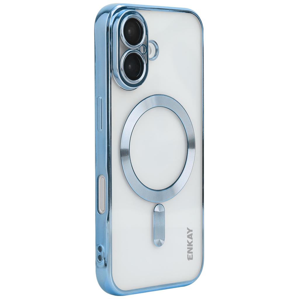 ENKAY HAT PRINCE For iPhone 16 Magnetic Clear Case Shockproof TPU Phone Cover with Lens Film