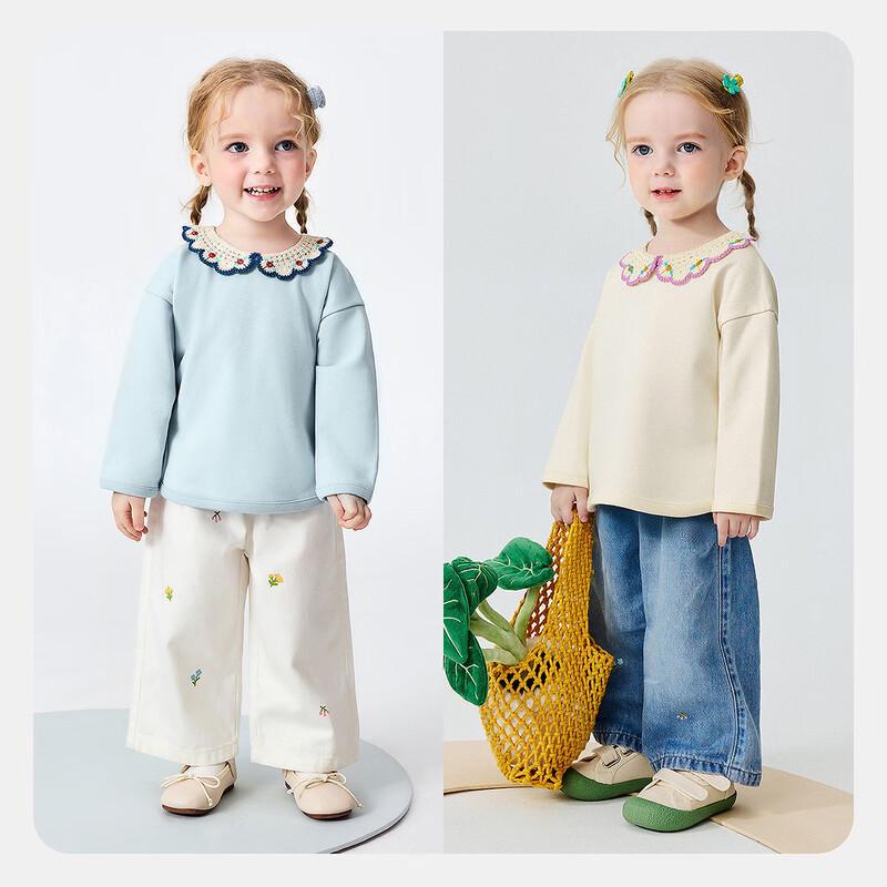 Minibala Girls' Floral Collar Sweatshirt