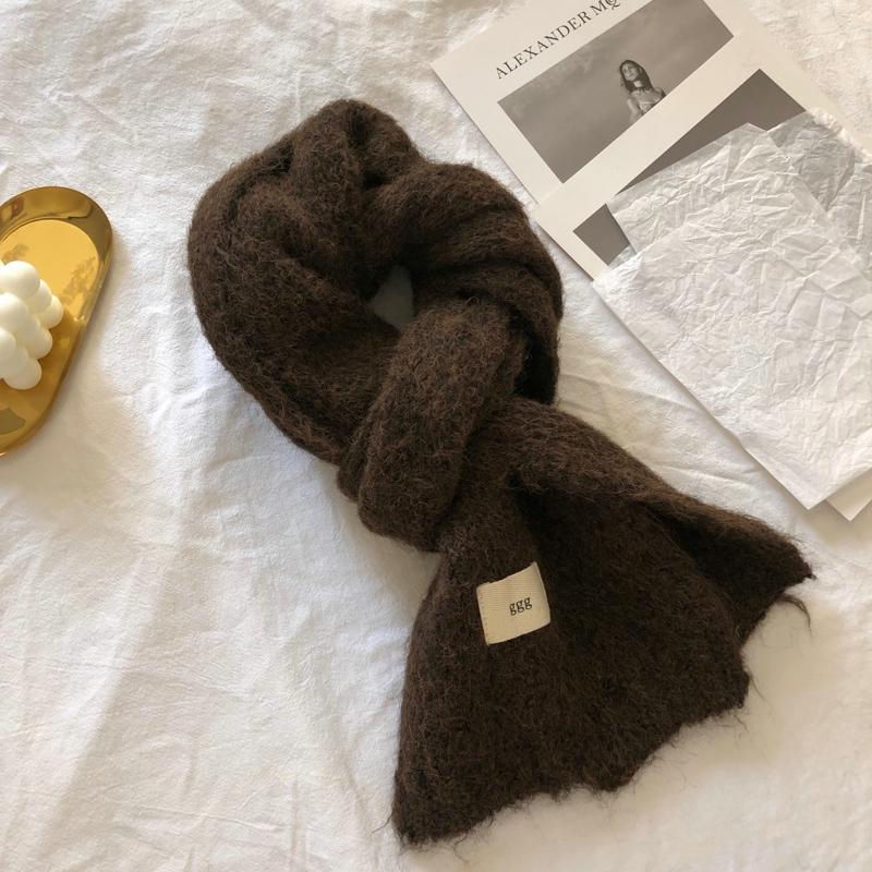 Fashion Pure Color Winter Warm Kniited Scarf for Women Korean Style Neckercheif Girls Skinny Cashmere Scarfs For Women