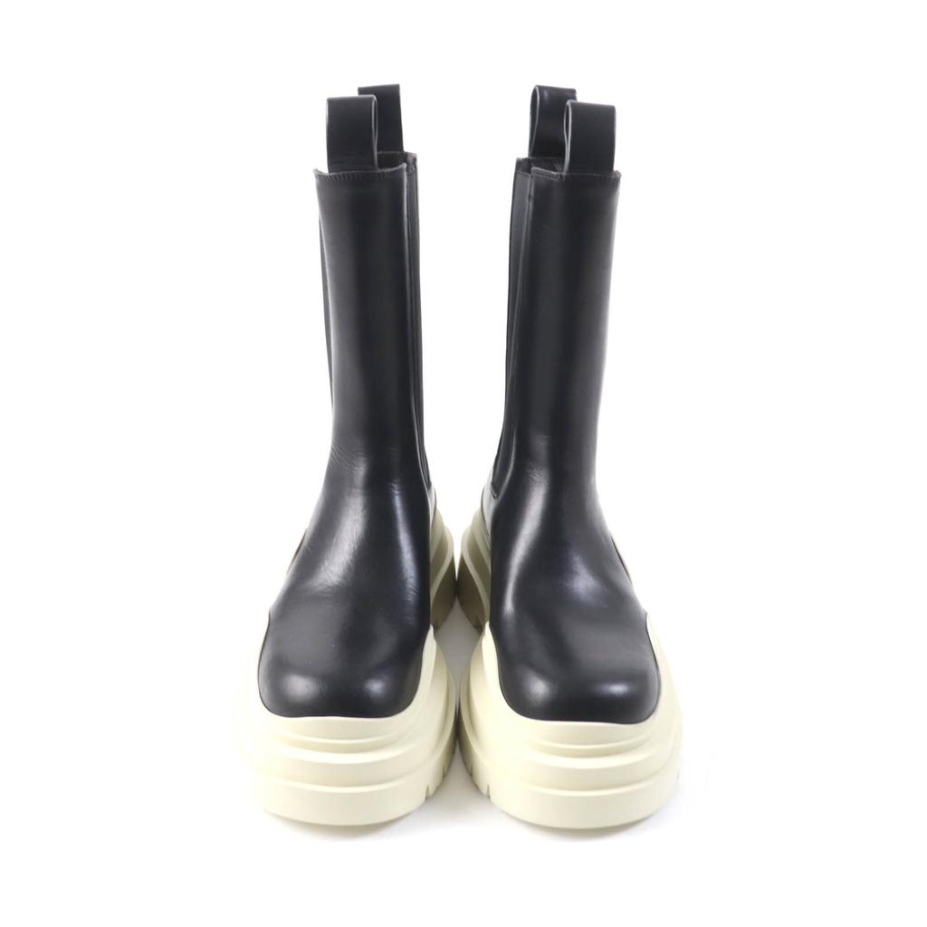 Excellent BOTTEGAVENETA Short Boots Tire Chelsea Boots  Black White Leather 38 Used