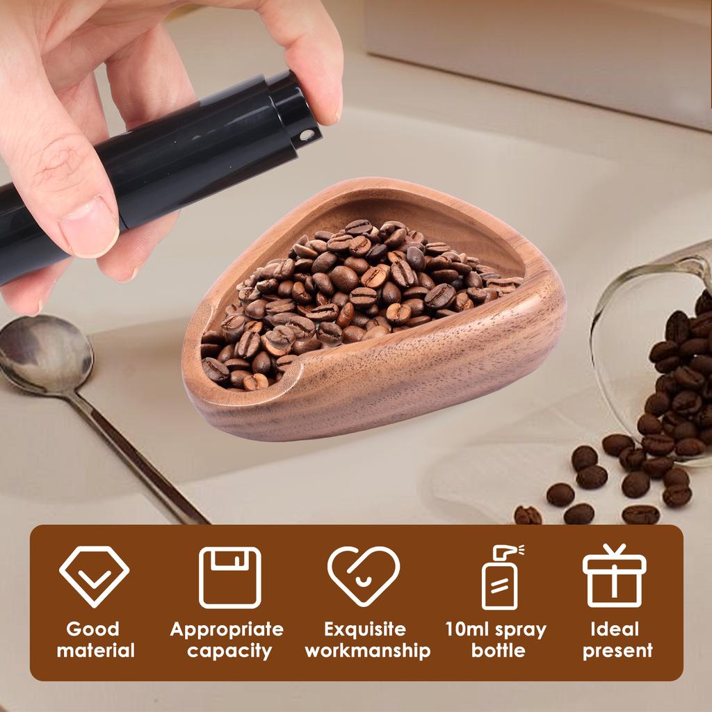 Walnut Wood Coffee Bean Dosing Cup and Spray Bottle Set Enduring Caffeine Dosing Mug Delicate Coffee Dispensing Cup Set for