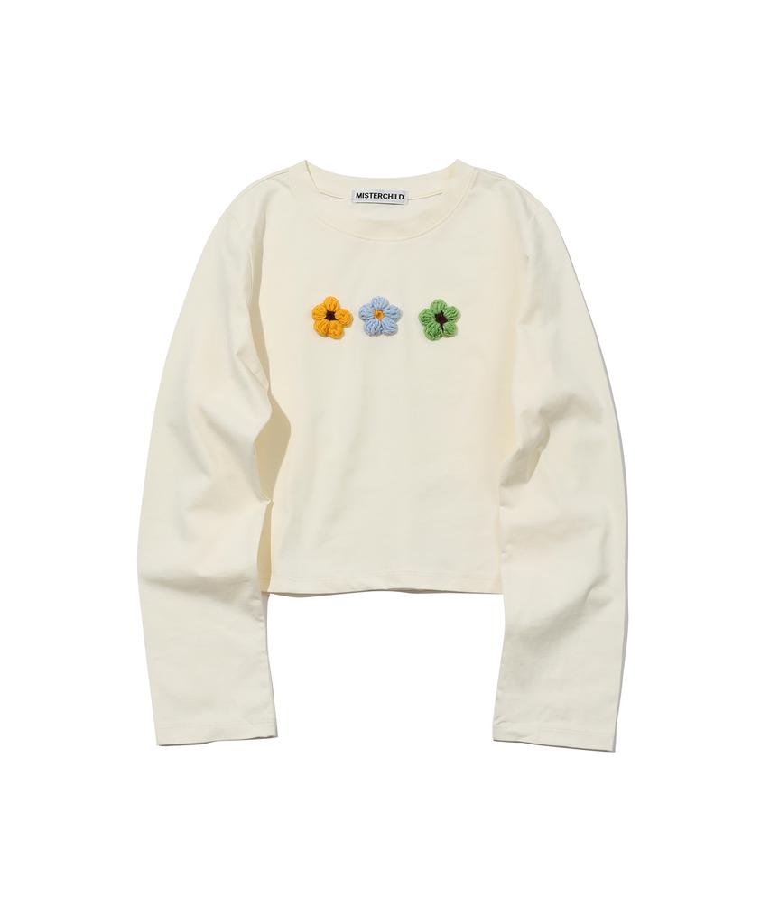 MISTER CHILD Crop Crochet Long Sleeve Ivory
