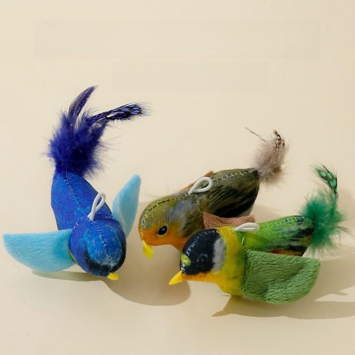 Plüsch Katzenspielzeug Vogel mit Geräusch für Indoor-Beschäftigung und Haustierunterhaltung