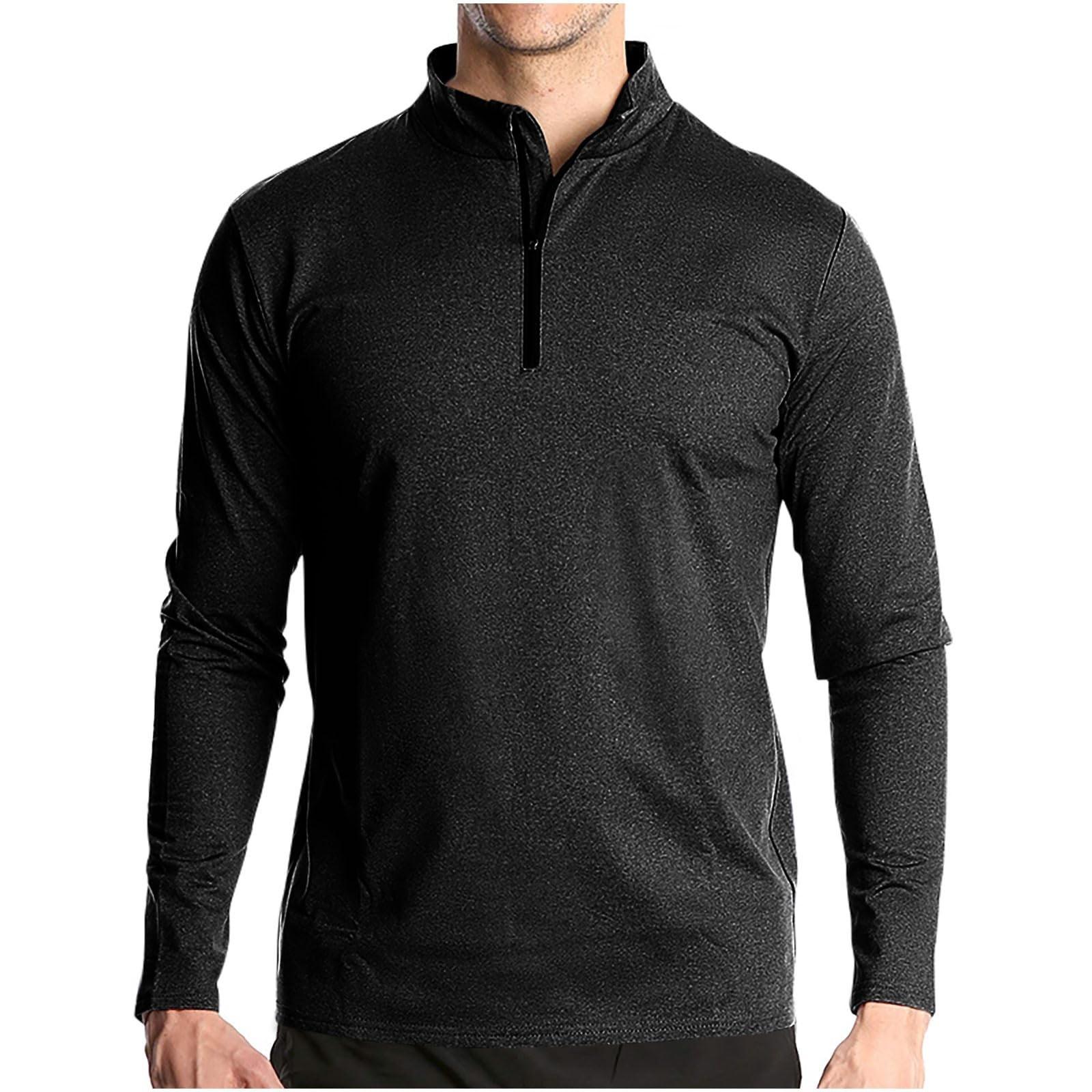 Men s  Pullover Sweatshirts Stretch E Lined Long Sleeve Workout Golf Shirt XL чёрный