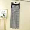 Women Modal Striped Wide Leg Pants Thin Loose Straight Trousers With Pockets High Drape Casual Sleepwear Pants Plus Size Summer Loungewear