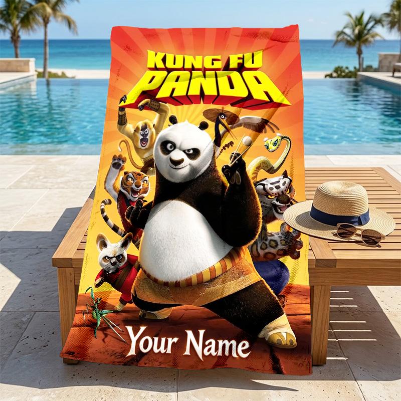 Custom Name Kung Fu Stylish Digital Printing Beach Towel Quick‑Drying Absorbent Blanket for Beach Pool Gym Travel