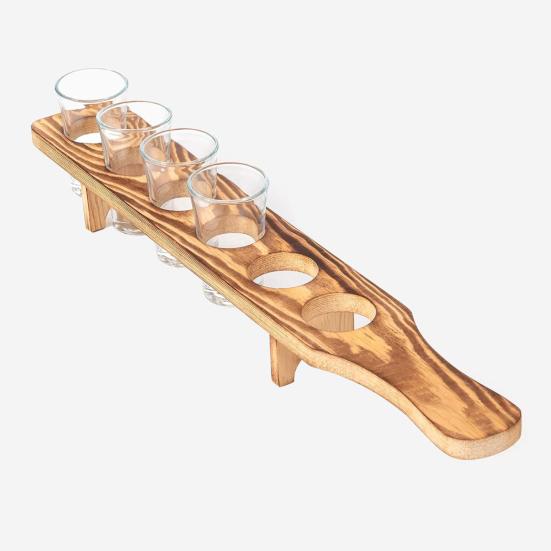 Wine Glass Rack 6 Small Wine Glasses Wooden Wine Holder Shot Serving Tray for Whiskey Vodka Tequila Good Helper for Parties Home Bar Restaurant