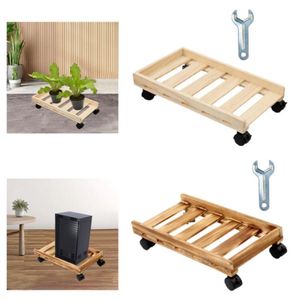 With Brake Storage Rack Wooden Chassis Tray Home Decor Desktop Computer Host Bracket  Indoor