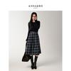 JUZI ANNACAU Retro Plaid Faux Two-Piece Knit Dress