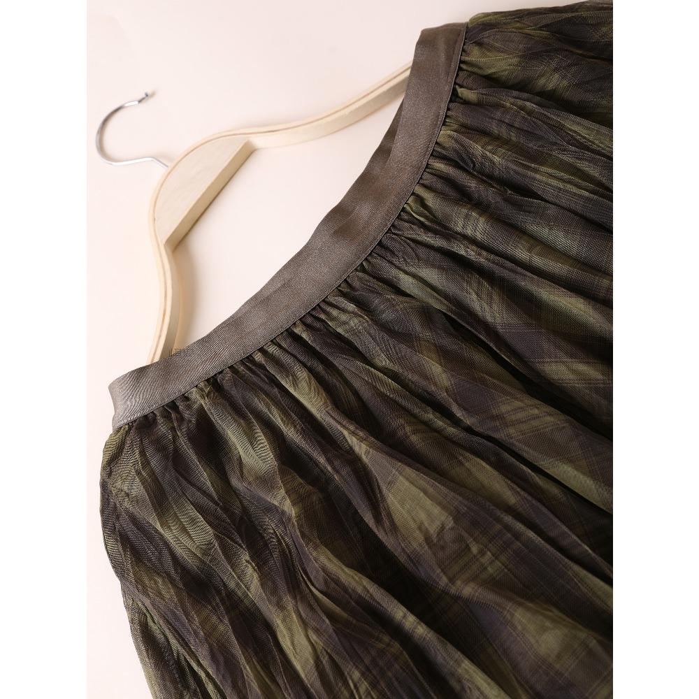 Dimanaf 2025 Autumn Women New Skirts Plaid Loose Elastic Waist Pleated Elegant Long Skirts Red