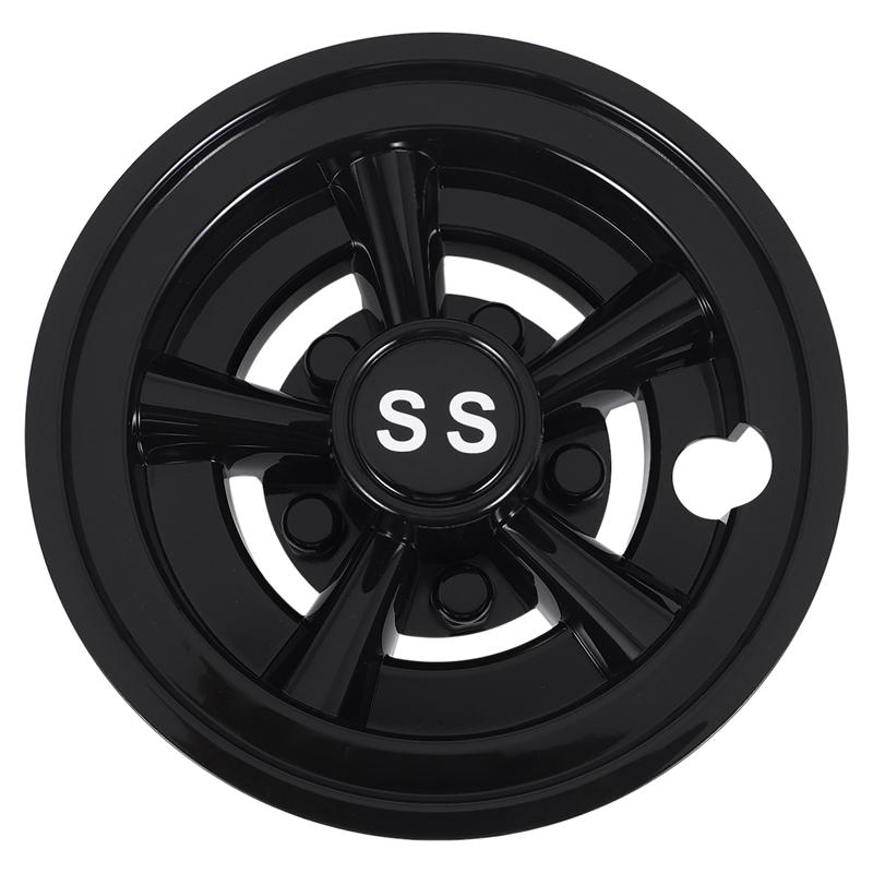 AA92-8Inch SS Golf Cart Wheel Cover Cap 5 Spoke Design Hub Cap For Golf Cart Club Car EZGO Black 1Pcs
