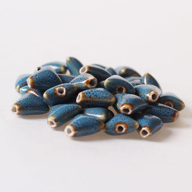 Floral Glaze Triangle Beads 16mm - Irregular Loose Beads for Bracelets