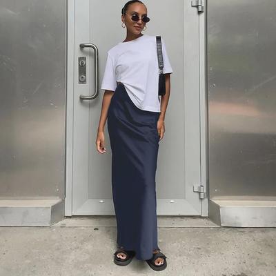 "2024 Spring/Summer Women's Casual Satin Silk Skirt - European & American Style"