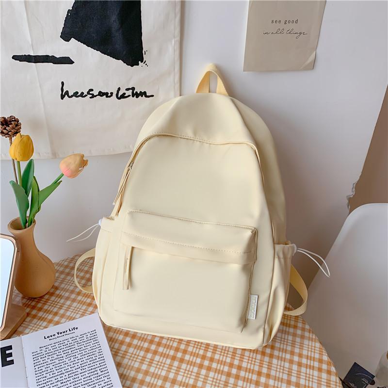 Solid Color Schoolbag College Student Backpack New Style Junior High School Student Large Capacity Backpack
