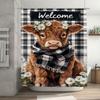 Welcome Highland Cow Waterproof Shower Curtain Heat Resistant Machine Washable Non-Transparent 180x180cm