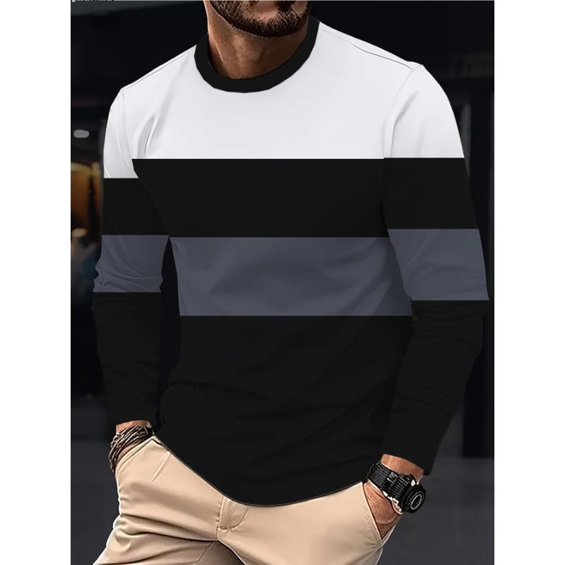 Men S Long Sleeve T-Shirt 3D Digital Print Round Neck Top S