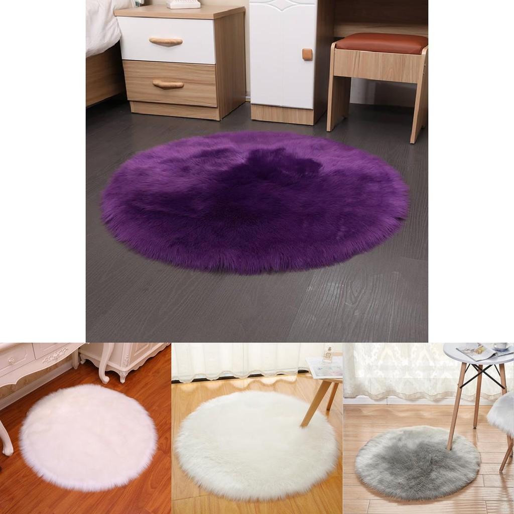 Faux Fur Rug With Machine Washable Circular Design For Bedroom And Living Room Decor