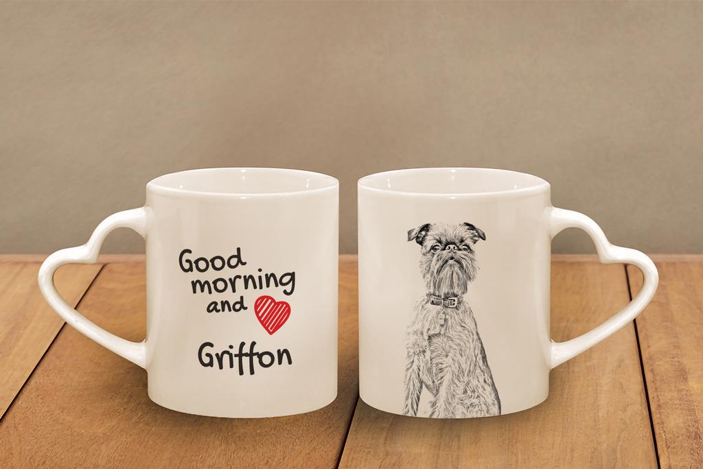 Griffon Bruxellois, Brussels Griffon – Cup with a dog, adorable cup with a heart-shaped handle | Art-Dog