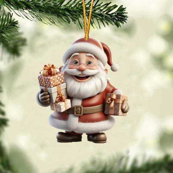 2/7 ks Vánoční Santa Claus Závěsná Dekorace Sváteční Párty Zimní Vánoční Strom 2D Plochá Akrylová Kreslená Závěsná Ozdoba Otec Vánoc