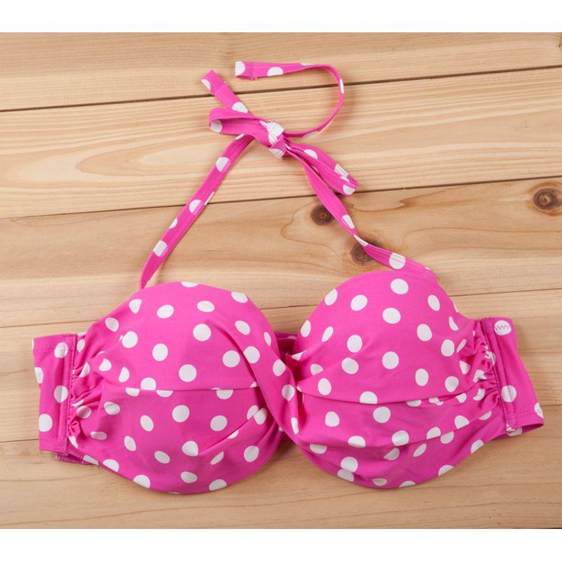 

Y804 Купальник с двойной шнуровкой, милый, в горошек, с большой чашкой, модный, оригинальный, одинарный, большого размера, бикини, экспортный размер ноги Rose Red 80B cut label