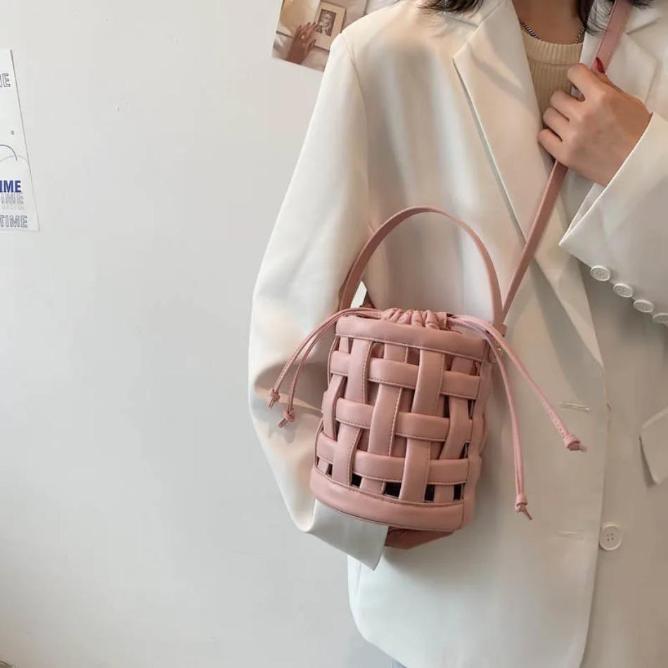 Summer New Bag Women's Texture Foreign Water Bucket Bag Woven Fashion Handbag Crossbody Bag Handbag Women