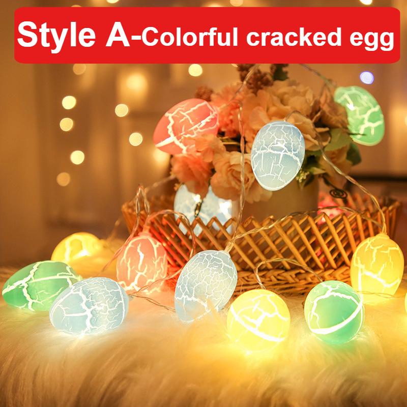 

20 светодиодов Новые потрескавшиеся разноцветные яйца Гирлянда Освещение Пасхальная вечеринка Украшение Подвесное Освещение для спальни Атмосферное освещение Декорация-люстра Без батареек Style A-1M 5LEDS