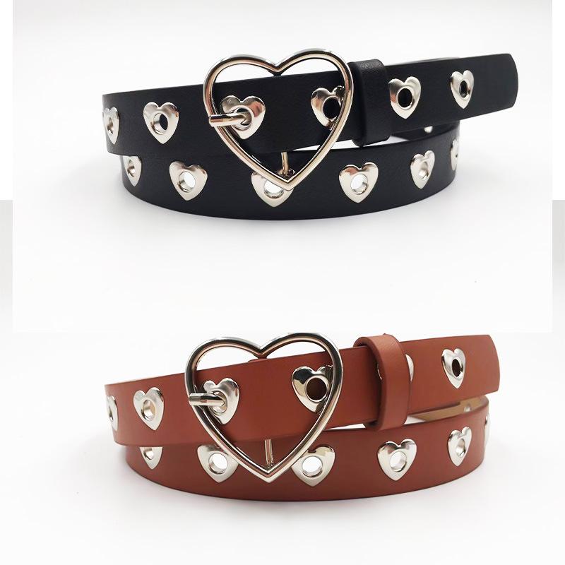 New Love Buckle Decorative Women's Belt Heart Shape Air Eye Fashion Student Jeans Belt