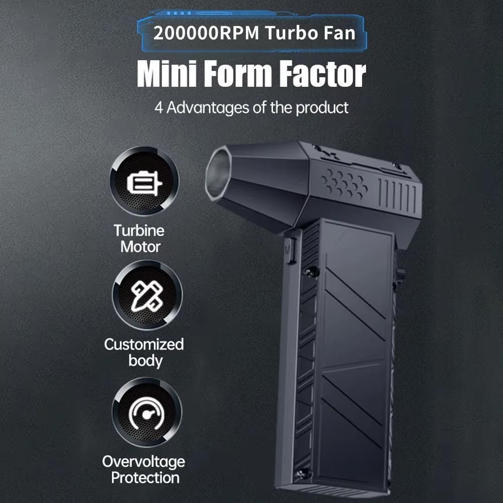 Powerful Air Blower 200000RPM Brushless Violent Fan Vacuum Dust Cleaner Strong Winds 53m/s Turbo Jet Blower Type-C Recharging