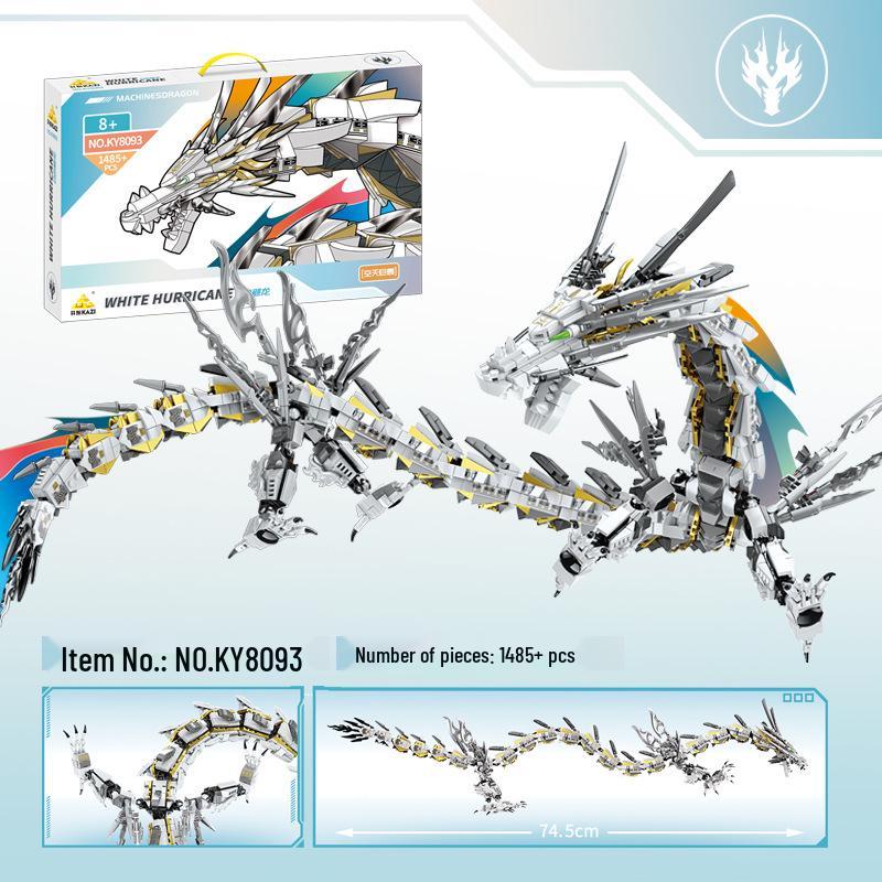 KaiZhi White Hurricane Dragon Space-Air Beast Building Blocks: Chinese Style Educational Toy Gift for Boys