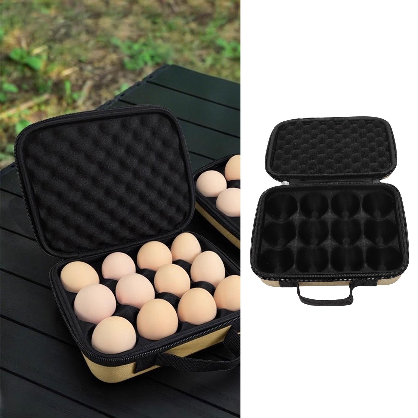 Igeteck 12 Grid Outdoor Egg Container Portable Shockproof Egg Carrier With Carry Handle For Party Picnic Travel