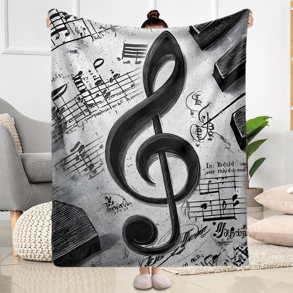 Music Notes Harmony Flannel Blanket-Soft and Suitable for Sofas,Beds,Offices,Travel,All Seasons,Great Gift for Holidays and Birthdays.
