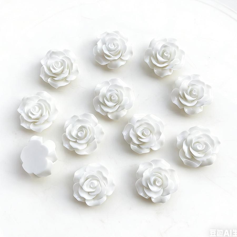 20 pieces of colorful 20mm flat back resin 3D roses suitable for decorating phone cases, jewelry making, DIY materials