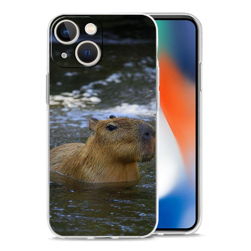 Cute Capybara Luxury Transparent Phone Case For iPhone 15 16 14 13 12 11 Pro Max XS X XR SE 7 8 Plus Clear Lens Protect Cover