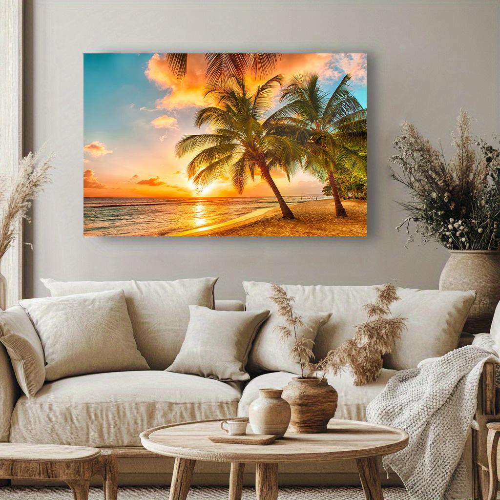 Blue Ocean Beach Scenery Canvas Painting Frameless Home Decor Suitable for Living Room Bedroom for Friends and Family Gifts
