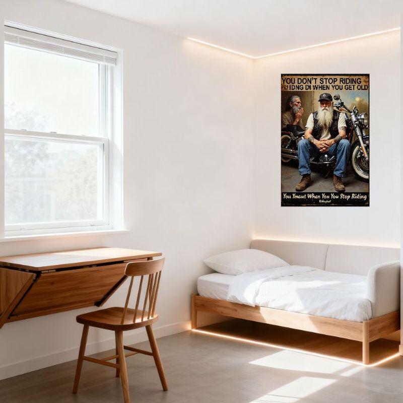 You Don't Stop Riding When You Get Old Motivational Metal Tin Sign Vintage Motorcycle Poster for Man Cave Bar Home Decor Art Dec