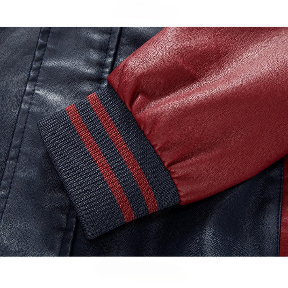 Pánská vysoce kvalitní baseballová bunda, patchworková barevná vyšívaná tištěná bunda z PU kůže, motorkářská bunda, podzimní bunda