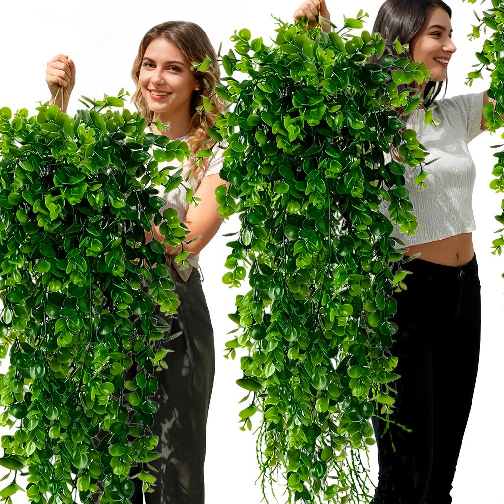 2pcs UV-Resistant Realistic Artificial Ivy Hanging Green Ferns Lifelike Decorative Leaves for Indoor Outdoor Wall Art Porch
